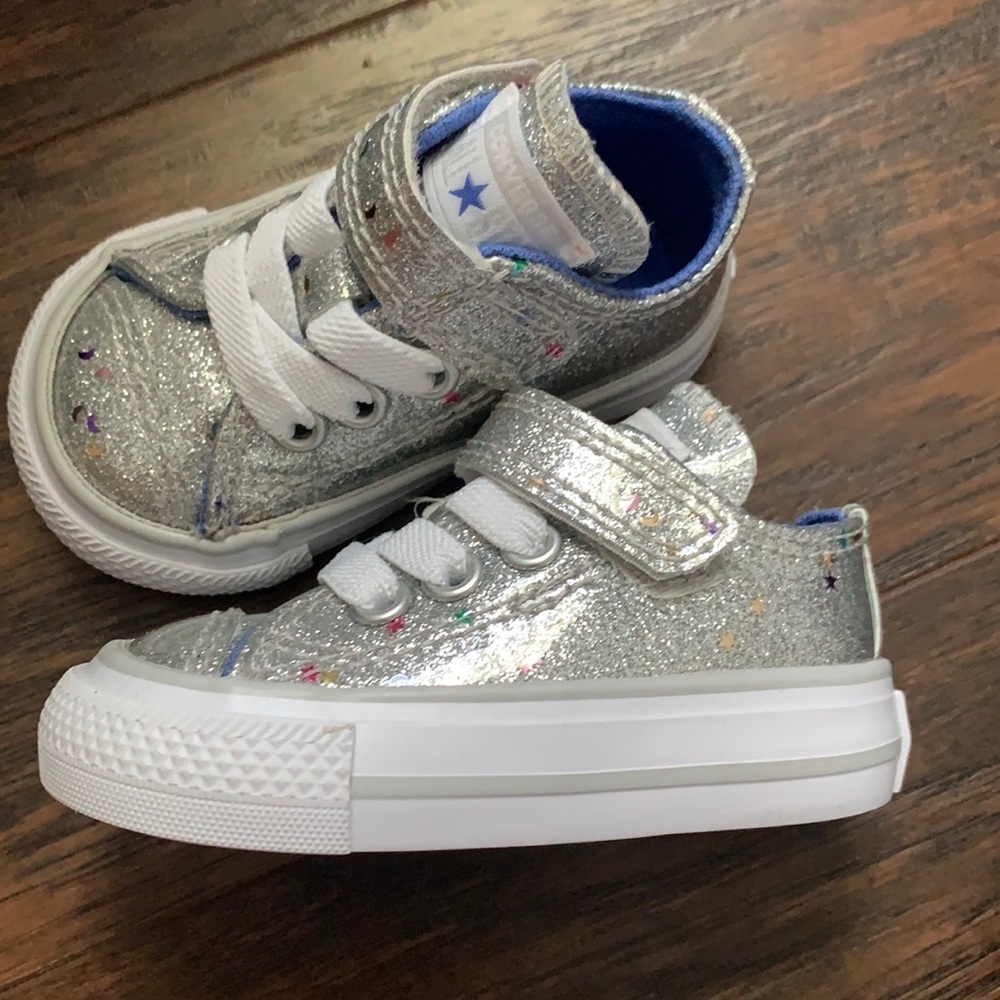 Brand New never worn Silver Glitter Converse